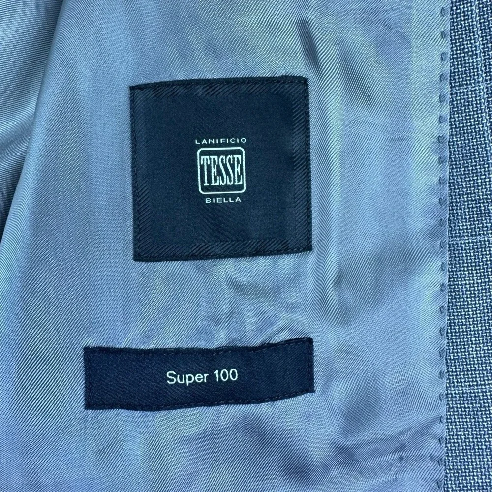 Hugo Boss Lanificio Tesse Bella Italy Gray Windowpane‎ Wool Blazer Jacket 38R